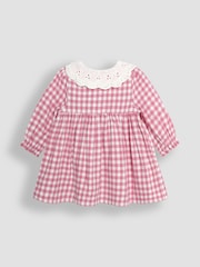 JoJo Maman Bébé Pink Mouse Embroidered Gingham Baby Dress & Tights Set - Image 2 of 5