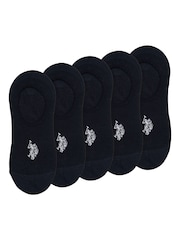 U.S. Polo Assn. Black Invisible Mens Trainer Socks 5 Pack - Image 1 of 3