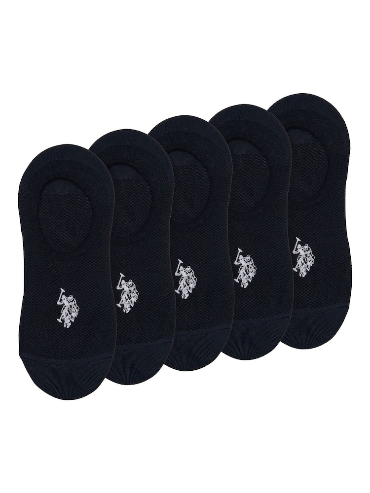 U.S. Polo Assn. Black Invisible Mens Trainer Socks 5 Pack - Image 1 of 3