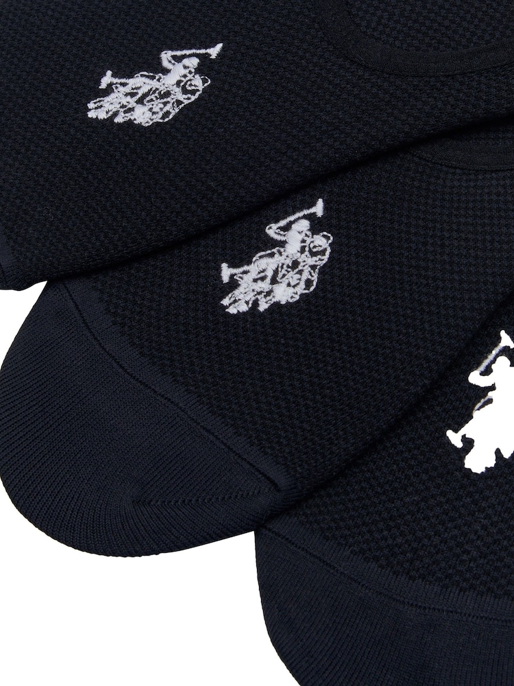 U.S. Polo Assn. Black Invisible Mens Trainer Socks 5 Pack - Image 3 of 3