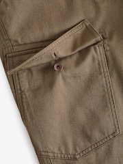 Tan Brown Regular Fit 100% Cotton Utility Pocket Cargo Trousers - Image 10 of 11
