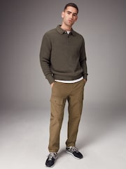 Tan Brown Regular Fit 100% Cotton Utility Pocket Cargo Trousers - Image 2 of 11