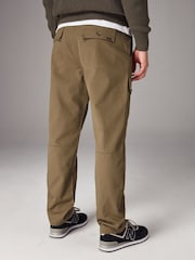 Tan Brown Regular Fit 100% Cotton Utility Pocket Cargo Trousers - Image 3 of 11