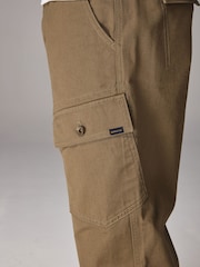 Tan Brown Regular Fit 100% Cotton Utility Pocket Cargo Trousers - Image 6 of 11