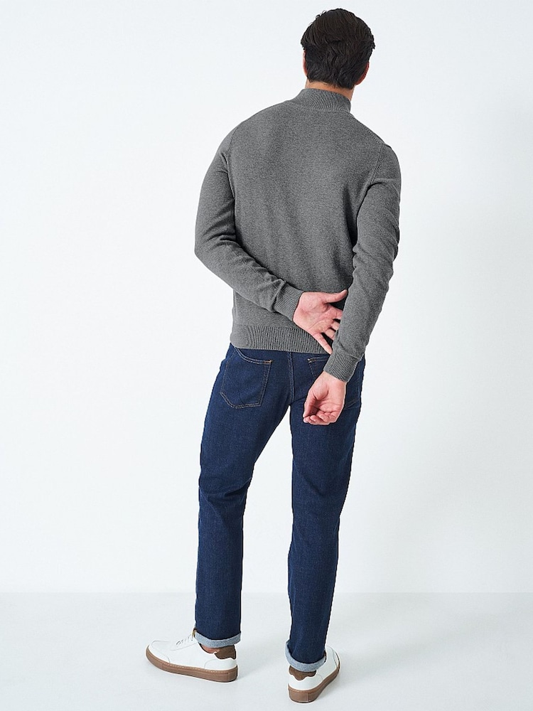 Crew Clothing Company Grey Quarter Zip Knitted Jumper - Image 2 of 4