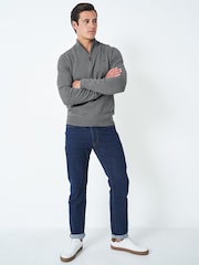 Crew Clothing Company Grey Quarter Zip Knitted Jumper - Image 3 of 4