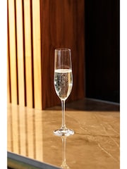 Mikasa Set of 4 Clear Treviso Ribbed Crystal Champagne Flute Glasses - Image 2 of 5