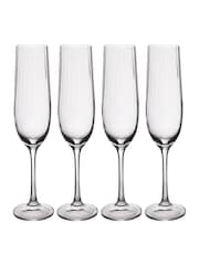 Mikasa Set of 4 Clear Treviso Ribbed Crystal Champagne Flute Glasses - Image 3 of 5