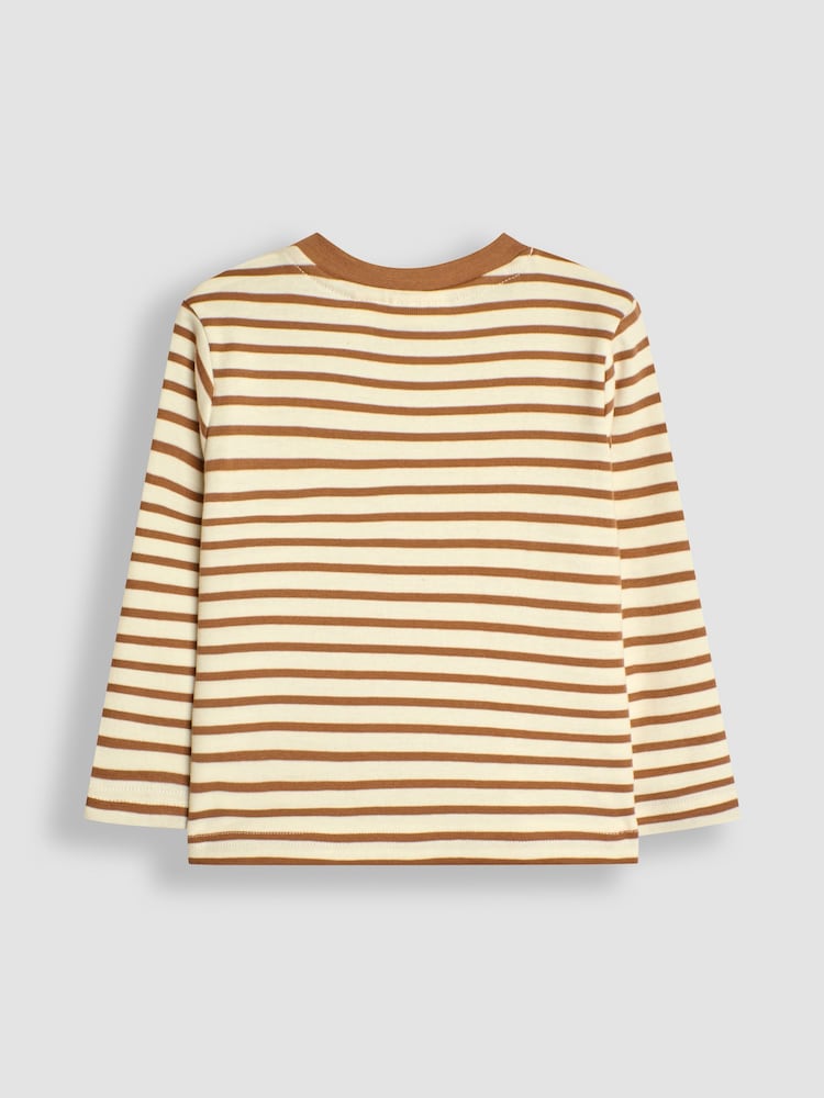 JoJo Maman Bébé Mocha Brown Breton Long Sleeved Top - Image 2 of 4 JoJo Maman Bébé Mocha Brown Breton Long Sleeved Top - Image 2 of 4