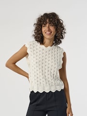 ONLY White Crochet Vest - Image 1 of 8