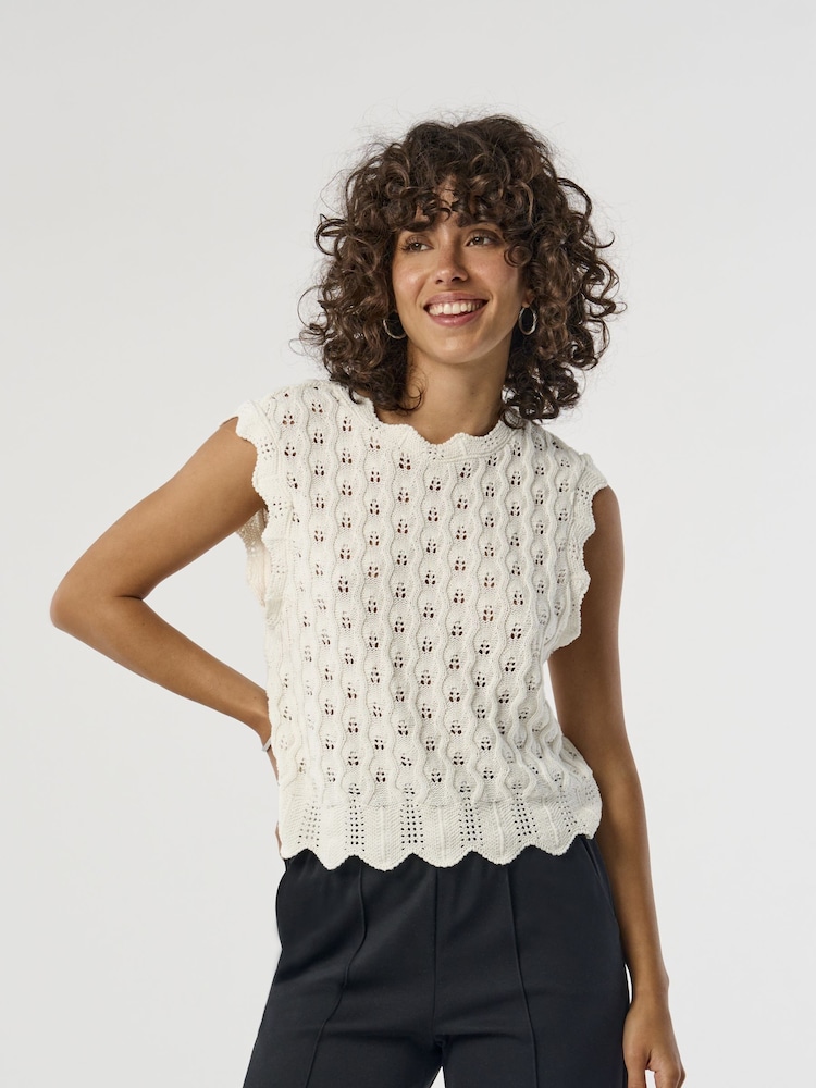 ONLY White Crochet Vest - Image 1 of 8