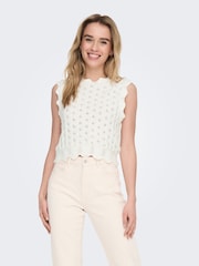 ONLY White Crochet Vest - Image 2 of 8