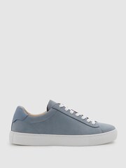 Reiss Sky Blue Finley Nubuck Nubuck Leather Low Top Trainers - Image 1 of 5
