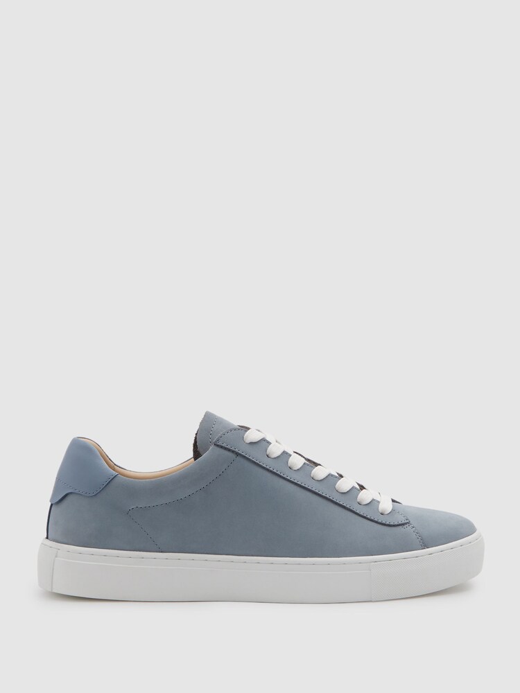 Reiss Sky Blue Finley Nubuck Nubuck Leather Low Top Trainers - Image 1 of 5 Reiss Sky Blue Finley Nubuck Nubuck Leather Low Top Trainers - Image 1 of 5