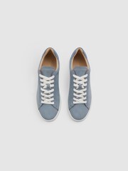 Reiss Sky Blue Finley Nubuck Nubuck Leather Low Top Trainers - Image 2 of 5