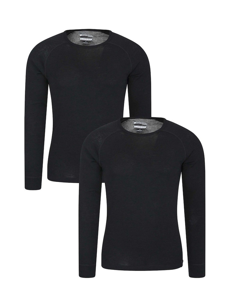 Negro - Pack de 2 camisetas térmicas de merino de Mountain Warehouse - Imagen 1 de 2 Negro - Pack de 2 camisetas térmicas de merino de Mountain Warehouse - Imagen 1 de 2