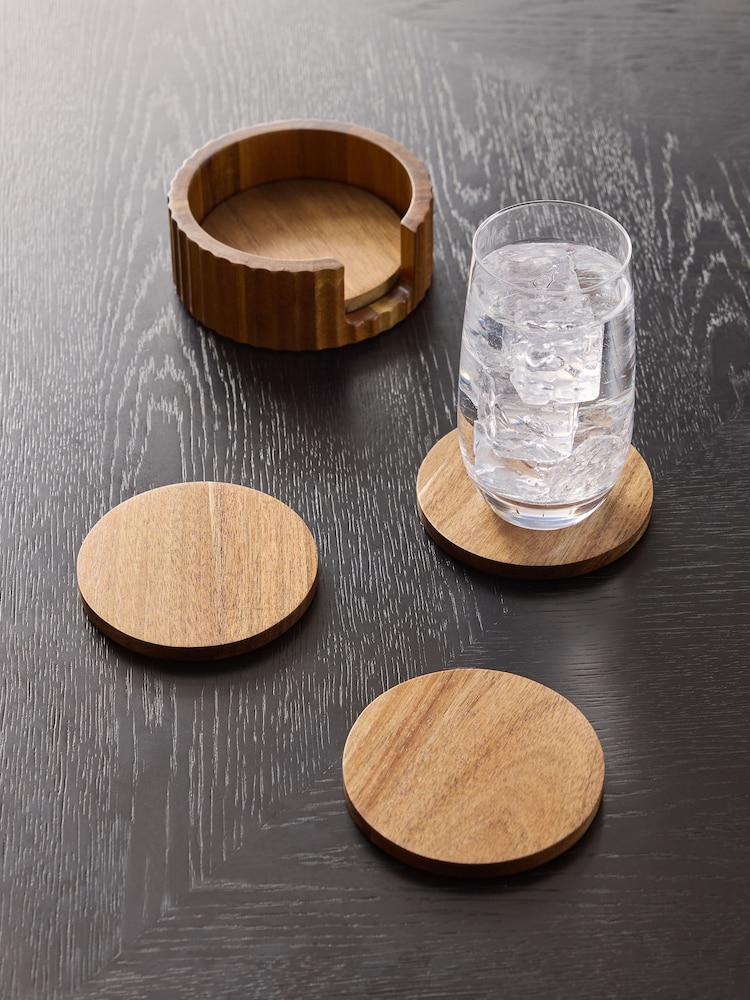 Set of 4 Stamford Wooden Coasters and Holder - صورة 1 من 1