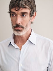 White Stripe Slim Fit Signature 100% Cotton Canclini Shirt - Image 4 of 8