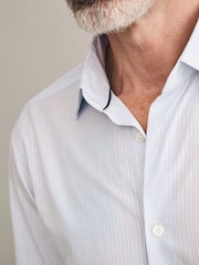 White Stripe Slim Fit Signature 100% Cotton Canclini Shirt - Image 5 of 8