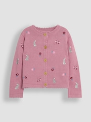 JoJo Maman Bébé Pink Embroidered Pretty Cardigan - Image 1 of 3