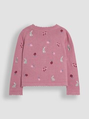 JoJo Maman Bébé Pink Embroidered Pretty Cardigan - Image 2 of 3