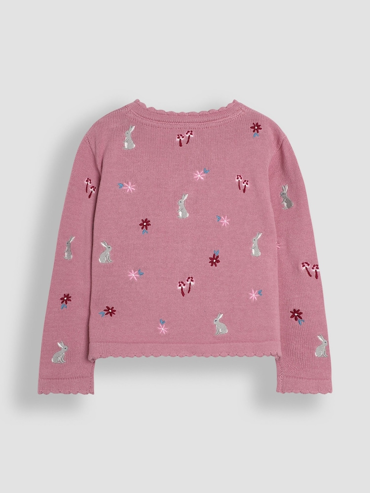 JoJo Maman Bébé Pink Embroidered Pretty Cardigan - Image 2 of 3
