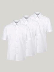 Trutex White Slim Fit Short Sleeve 3 Pack School Shirts - Image 1 of 7