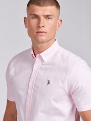 U.S. Polo Assn. Pink Mens Short Sleeve Oxford 100% Cotton Shirt - Image 2 of 6