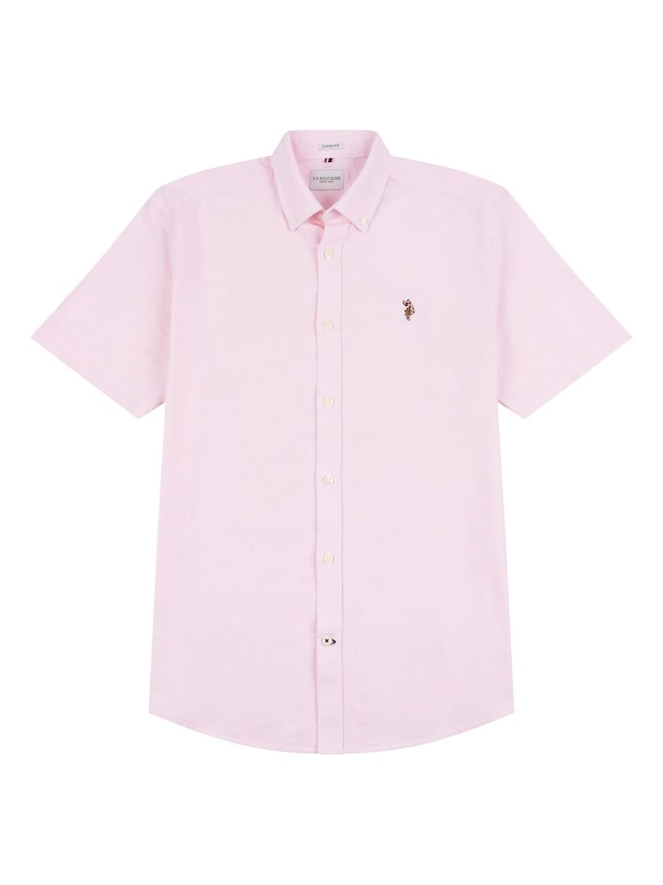 U.S. Polo Assn. Pink Mens Short Sleeve Oxford 100% Cotton Shirt - Image 5 of 6