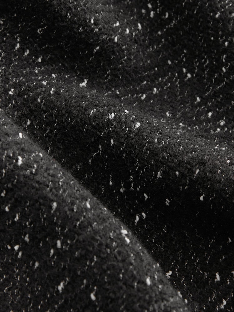 Black Textured Revere Collar Coat - Image 9 of 10