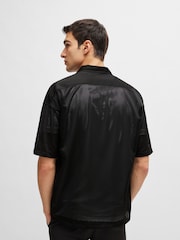 BOSS Black Relaxed-Fit Shirt in Jersey Mesh With Camp Collar - Image 2 of 6