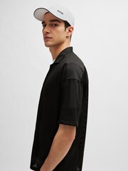 BOSS Black Relaxed-Fit Shirt in Jersey Mesh With Camp Collar - Image 5 of 6