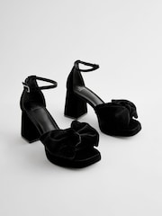 Black Forever Comfort® Platform Flare Bow Sandals - Image 5 of 9