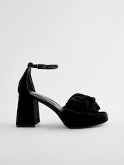Black Forever Comfort® Platform Flare Bow Sandals - Image 6 of 9