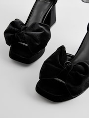 Black Forever Comfort® Platform Flare Bow Sandals - Image 8 of 9