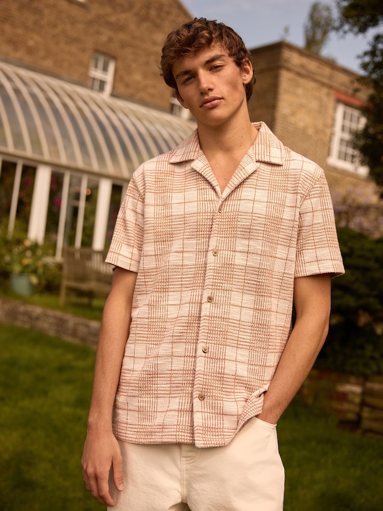 Orange/White EDIT Check Jersey Shirt - Image 1 of 7