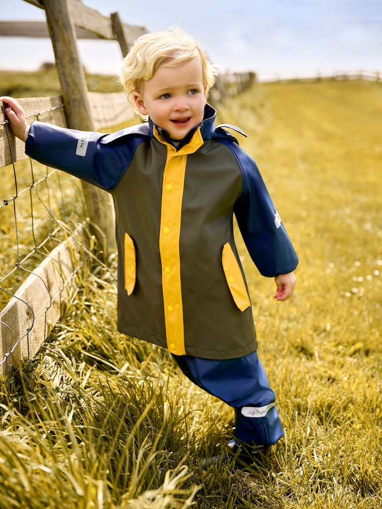 JoJo Maman Bébé Navy Blue 2 Piece Waterproof Trouser And Jacket Set - Image 1 of 8