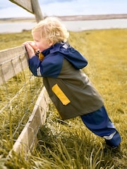 JoJo Maman Bébé Navy Blue 2 Piece Waterproof Trouser And Jacket Set - Image 3 of 8