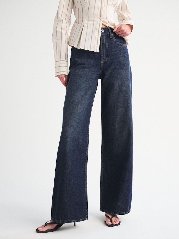 Abercrombie & Fitch High Rise Wide Leg Denim Jeans - Imaginea 2 din 7