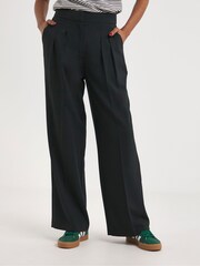 JD Williams Textured Pleated Wide Leg Black Trousers - Image 3 of 4