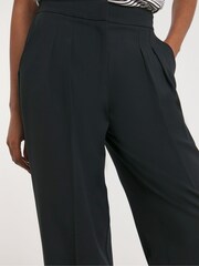 JD Williams Textured Pleated Wide Leg Black Trousers - Image 4 of 4