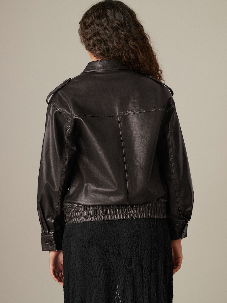 Black Faux Leather Jacket - Image 2 of 9