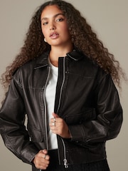 Black Faux Leather Jacket - Image 3 of 9
