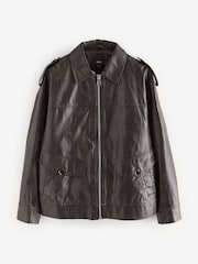 Black Faux Leather Jacket - Image 6 of 9