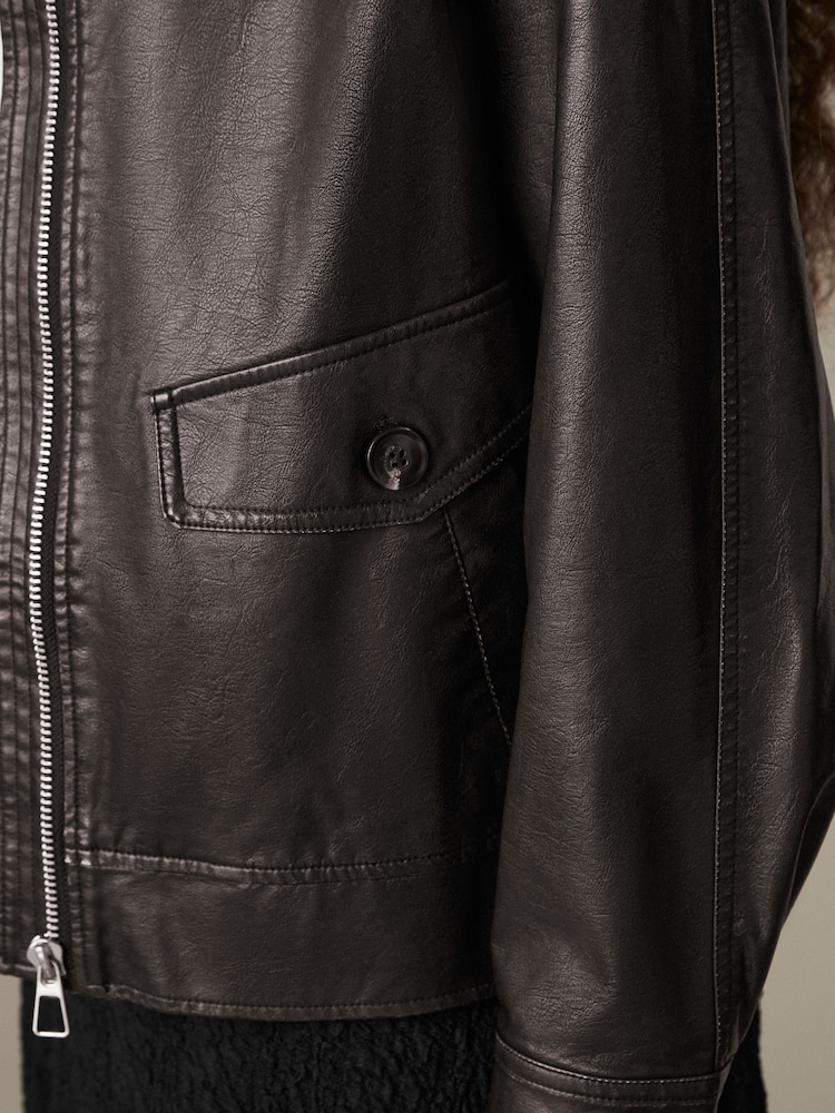 Black Faux Leather Jacket - Image 9 of 9