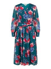 Yumi Green Floral Print Stretch Mesh Dress With Pockets - Image 5 of 5