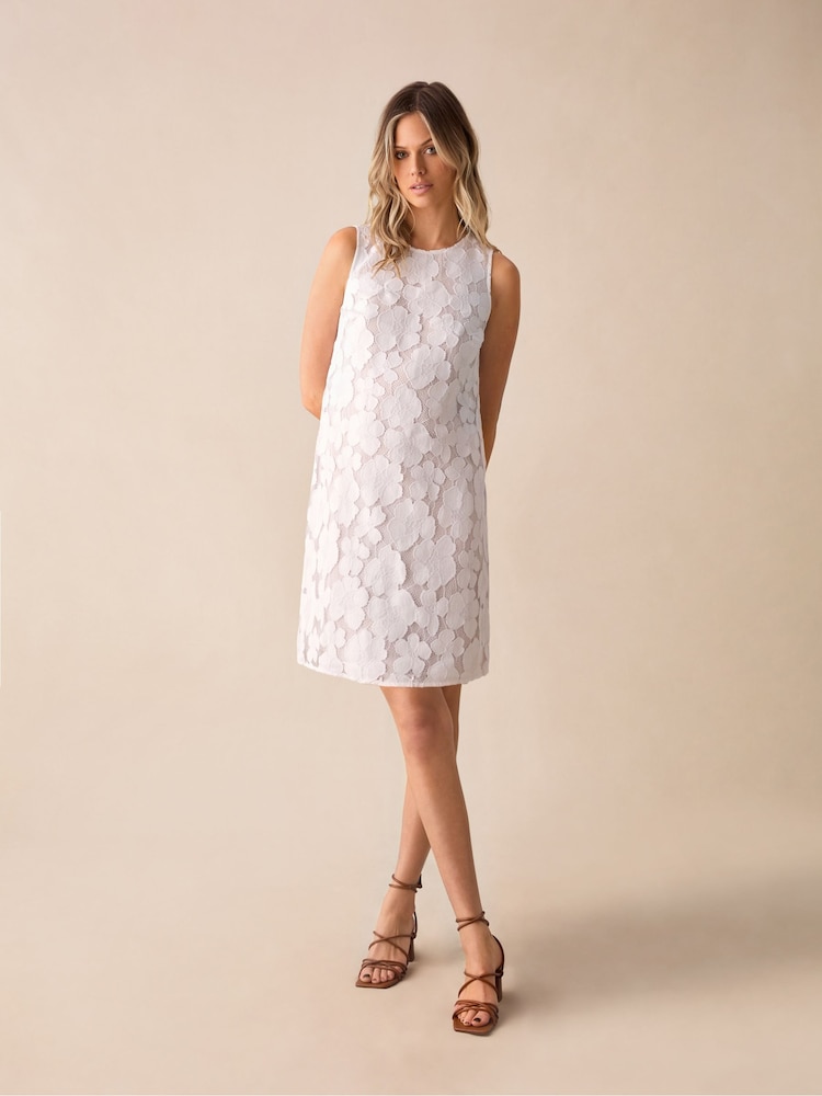 Ro&Zo White Petite Lace Mini Shift Dress - Image 1 of 6