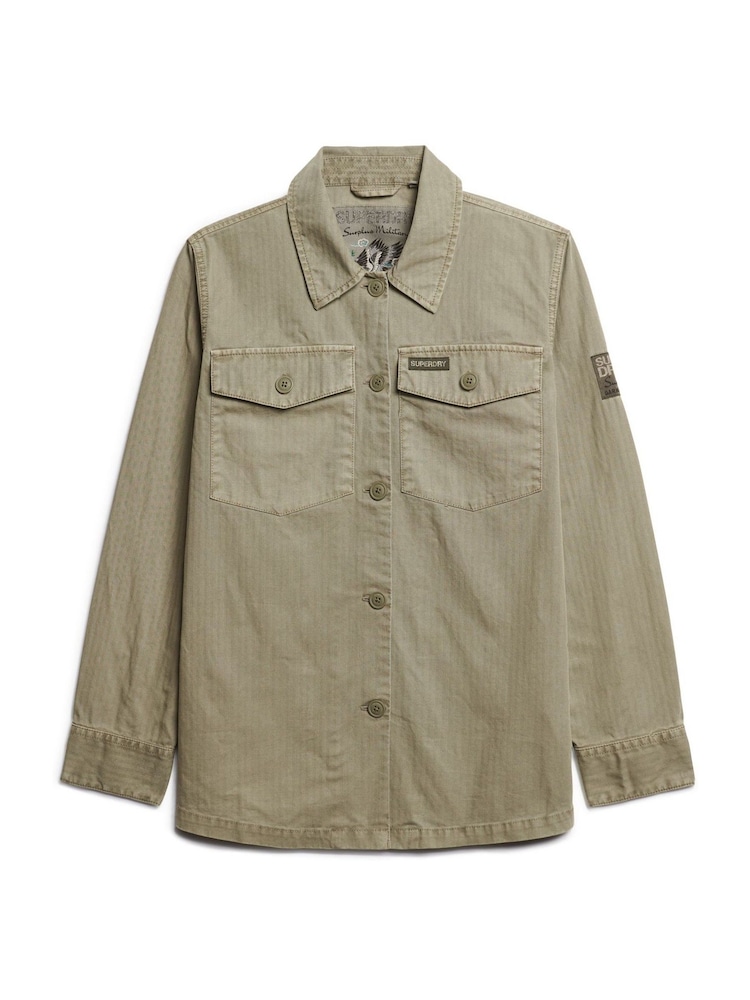 Superdry Green 100% Cotton Military Overshirt - Image 5 of 8