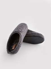 Grey Textured Fleece Slippers - Image 4 of 6
