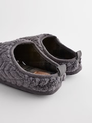 Grey Textured Fleece Slippers - Image 5 of 6